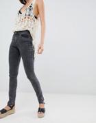 Brave Soul Joey Skinny Jeans With Embellished Back Pockets - Black