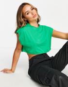 Asos Design Clean Crop Tee With Drop Armhole In Green