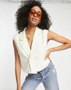 Vero Moda Cropped Sleeveless Blazer In Cream - Part Of A Set-white