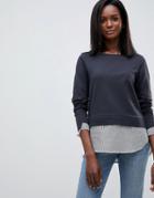 Oasis 2-in-1 Sweater With Shirting Detail - Black
