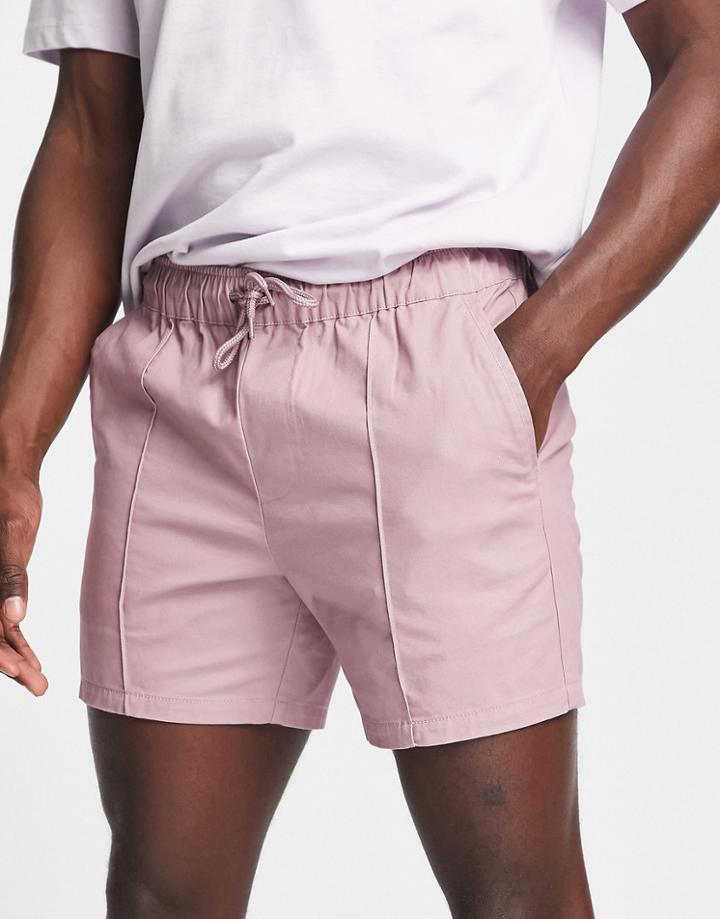 Asos Design Slim Chino Shorts In Rust Red
