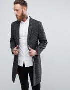 Noose & Monkey Shawl Collar Overcoat In Fleck - Gray