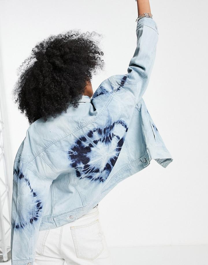 Bolongaro Trevor Sierra Oversized Tie Dye Denim Jacket In Light Indigo-blue
