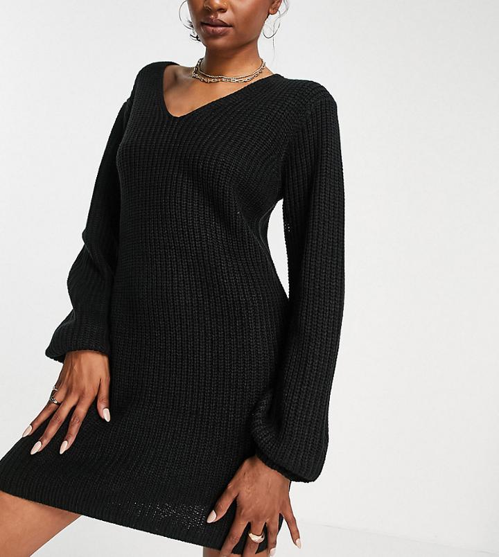 Threadbare Tall Rhiannon Slouchy Sweater Dress In Black
