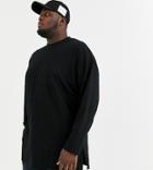 Asos Design Plus Oversized Super Longline Long Sleeve T-shirt In Black