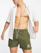 Hummel Classic Chevron Board Shorts In Olive-green