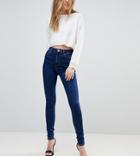 Asos Tall Ridley High Waist Skinny Jeans In Popular Deep Blue Wash - Blue