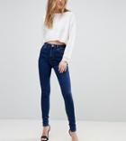 Asos Tall Ridley High Waist Skinny Jeans In Popular Deep Blue Wash - Blue