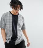 Reclaimed Vintage Inspired Woven Check T-shirt With Cut And Sew - Gray