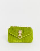 Asos Design Quilted Velvet Bag With Dragon Doorknocker-yellow