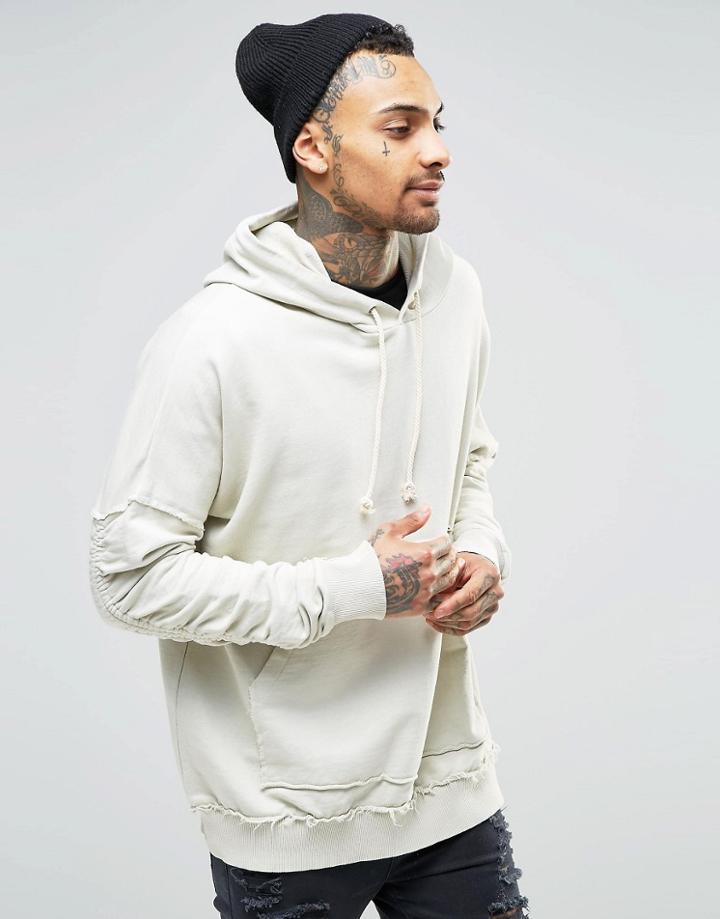 Granted Hoodie With Rouched Sleeves - Putty