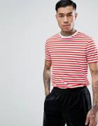 Asos Stripe T-shirt In Red And White - Red