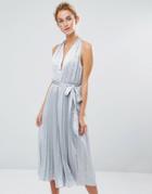 True Decadence Pleated Culotte Jumpsuit - Gray