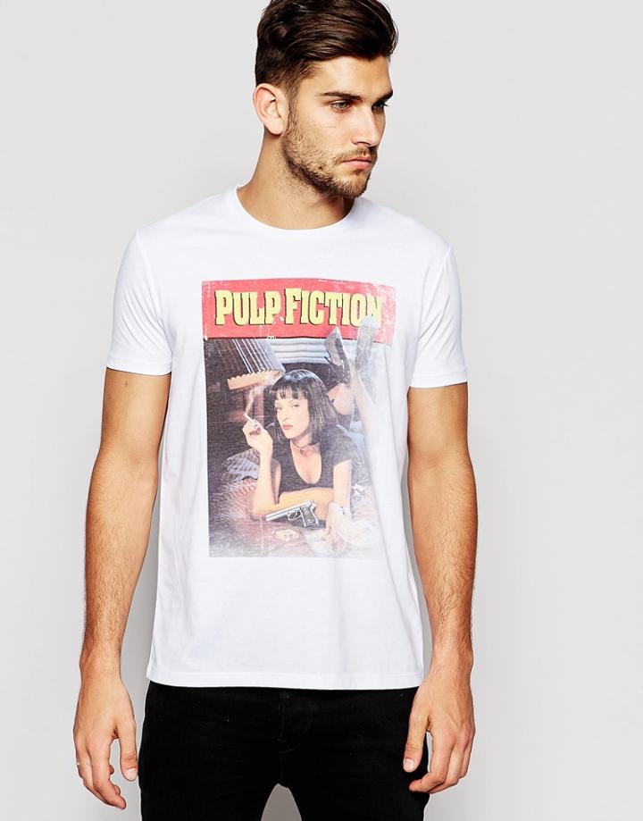 Asos T-shirt With Pulp Fiction Print And Relaxed Fit - White