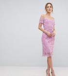 Chi Chi London Tall Lace Bandeau Midi Dress With Sweetheart Neck-pink