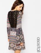 Asos Tall Skater Dress In Paisley Print With Lace Back - Print