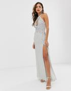 Frock & Frill High Embellished Sleeveless Maxi Dress - Gray