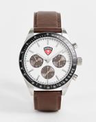 Guess Enterprise Multi Dial Watch In Brown And Cream
