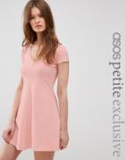 Asos Petite V Neck T-shirt Skater Dress - Nude
