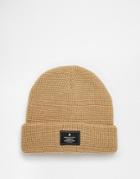 Asos Waffle Beanie With Patch In Camel - Camel