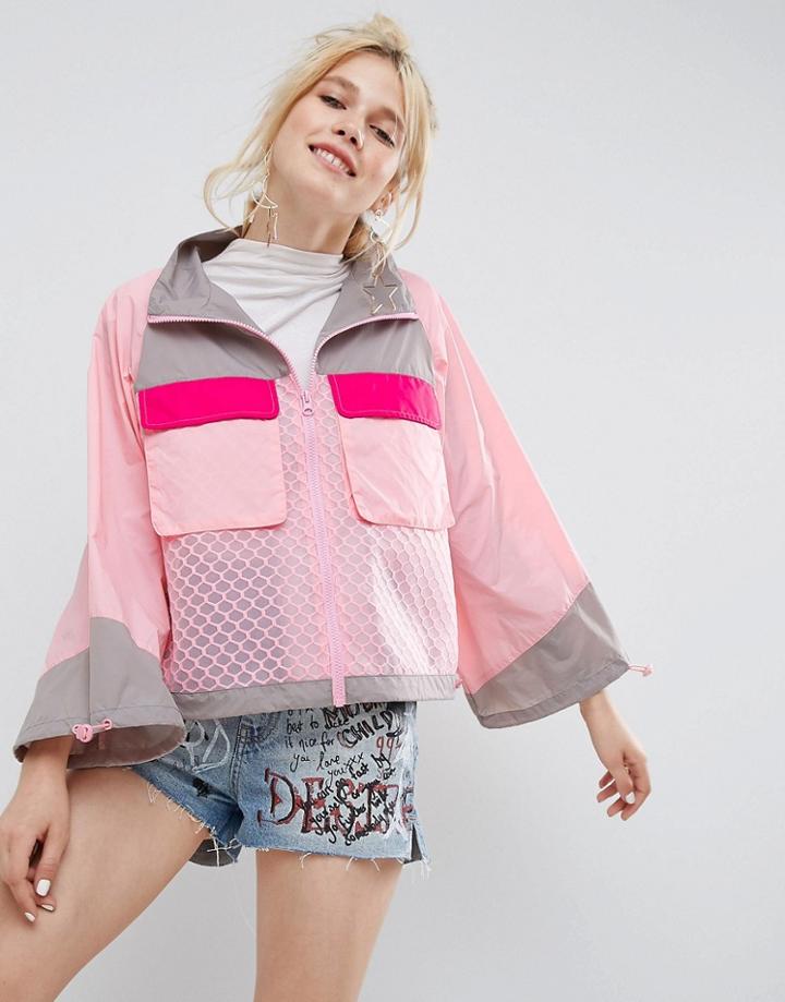 Asos Rain Jacket With Mesh Panels - Multi