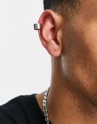Asos Design Ear Cuff With Brushing In Silver Tone