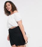 Asos Design Curve Flippy Short With Drawstring In Black