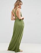 Asos Cross Back Jersey Maxi Beach Dress - Green