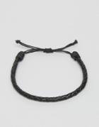 Jack & Jones Jacross Leather Bracelet In Black - Black