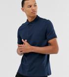Asos Design Tall Organic Jersey Polo T In Navy