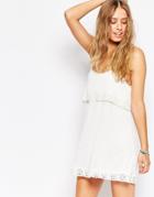 Asos Tiered Cami Dress With Cotton Lace - White