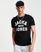Jack & Jones Logo Crew Neck T-shirt In Black