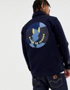 Kings Of Indigo Recycled Wool Worker Jacket With Smile Back In Navy - Navy