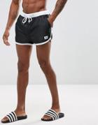 Frank Dandy Swim Shorts With Contrast Waistband In Black - Black