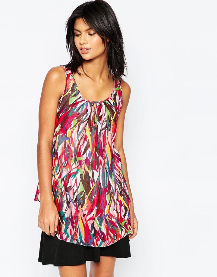 Pussycat London Tunic Top In Artistic Print - Multi