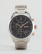 Boss By Hugo Boss 1513473 Grand Prix Chronograph Bracelet Watch In Mixed Metal - Silver