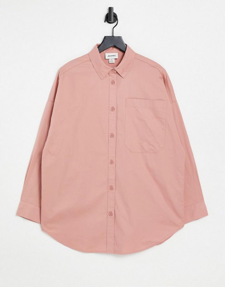 Monki Carry Cotton Soft Flannel Shirt In Pink