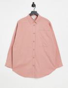 Monki Carry Cotton Soft Flannel Shirt In Pink