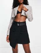 Urban Revivo Asymmetric Mini Skirt In Black