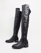 Truffle Collection Over The Knee Boots In Black Croc