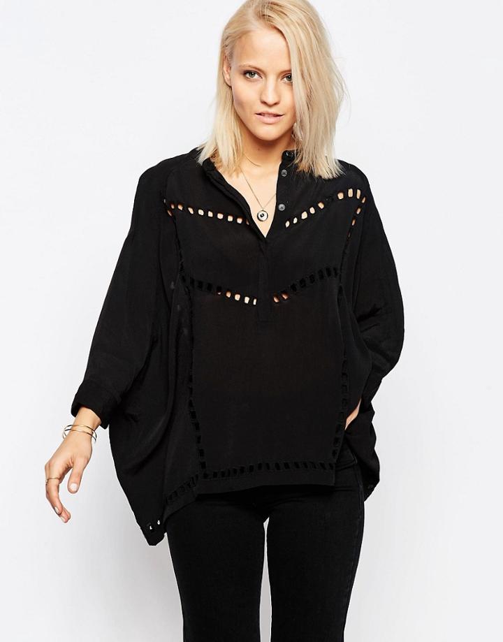 Religion Ultimate Caftan Blouse With Embroidery Detail - Black