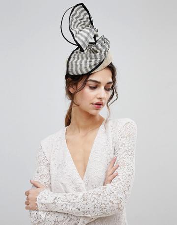 Vixen Beret Shape Hat With Stiriped Abaca Trim - Black