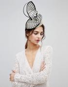 Vixen Beret Shape Hat With Stiriped Abaca Trim - Black