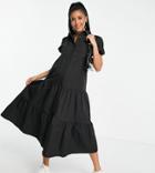 Missguided Maternity Shirt Smock Midaxi Dress In Black