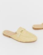 Asos Design Moves Mule Loafers In Natural Weave - Beige