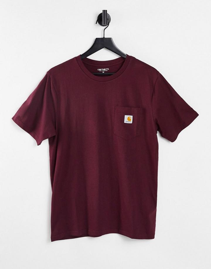 Carhartt Wip Pocket T-shirt In Burgundy-red