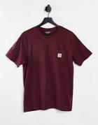 Carhartt Wip Pocket T-shirt In Burgundy-red