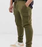 Asos Design Plus Skinny Sweatpants With Cargo Pocket In Dark Olive - Green