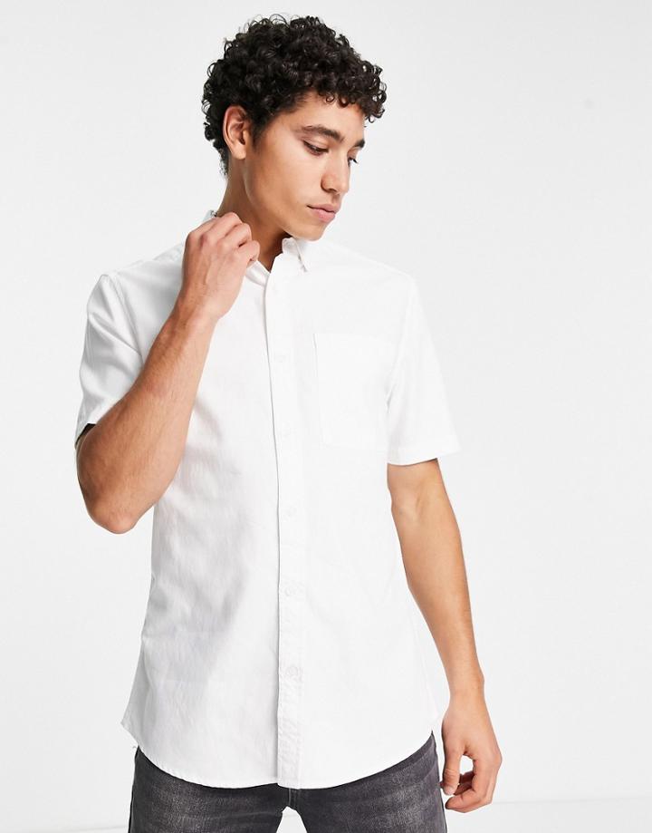 River Island 1 Pocket Short Sleeve Shirt In White