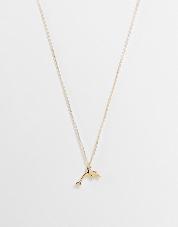 Monki Delphi Dolphin Necklace In Gold